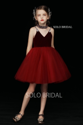 red tulle short skirt flower girl dress 5D7A5832